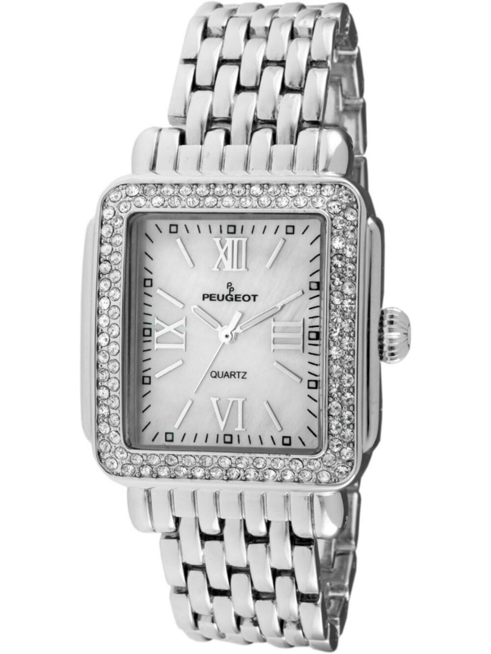 Elegant Women's Rectangle Crystal Bezel Watch with Roman Numerals - Fashion